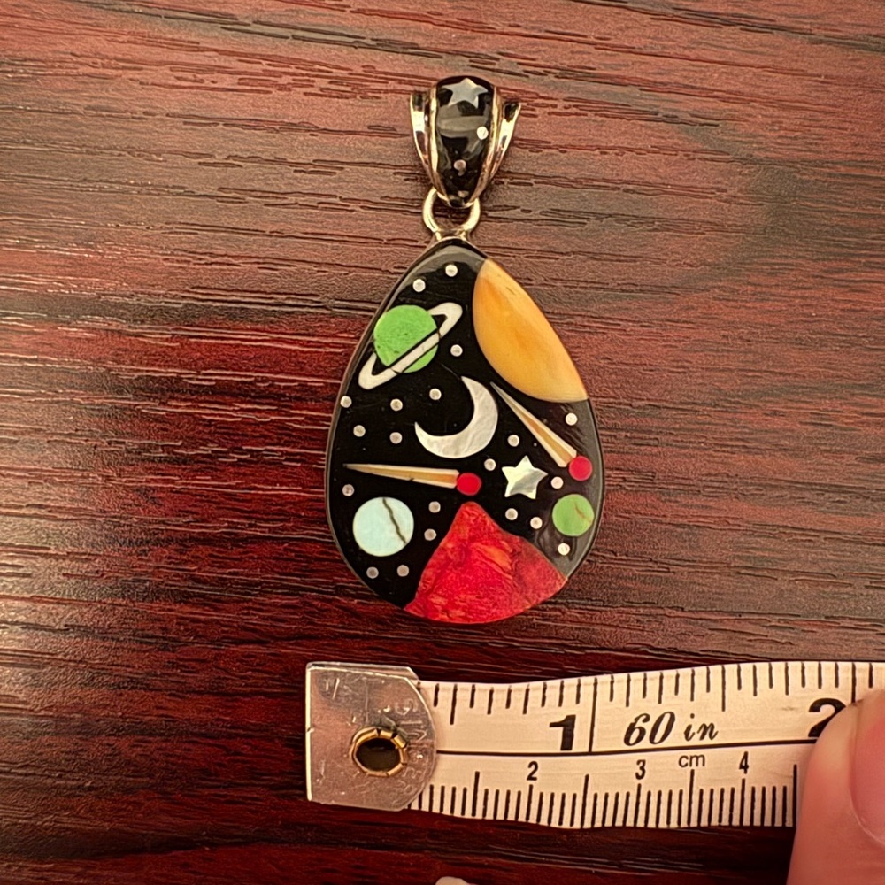 Colorful Celestial Pendant  Micro Inlay Pendant - Picture 5 of 7